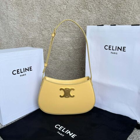 CELINE TILI中号亮泽牛皮革手袋 115703菊黄