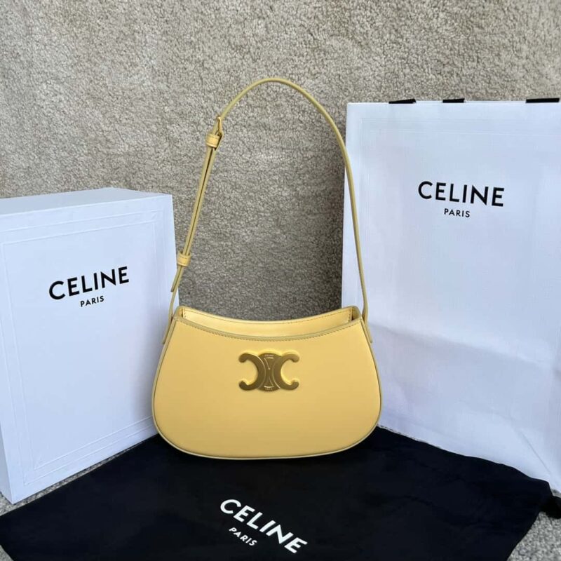 CELINE TILI中号亮泽牛皮革手袋 115703菊黄