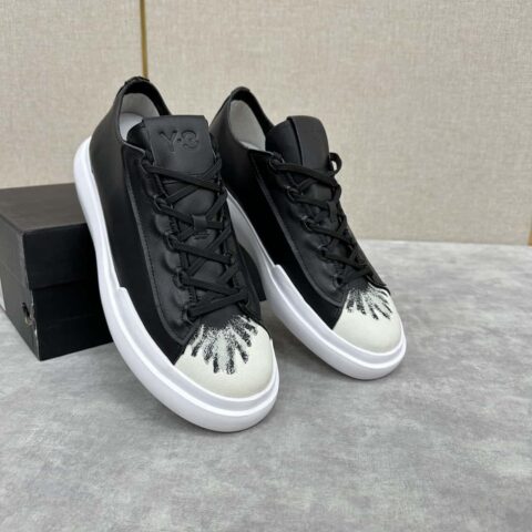 💋💍Y-3 新品 休闲鞋板鞋老头山本-耀司涂鸦鞋头系带百搭款式厚底男士板鞋