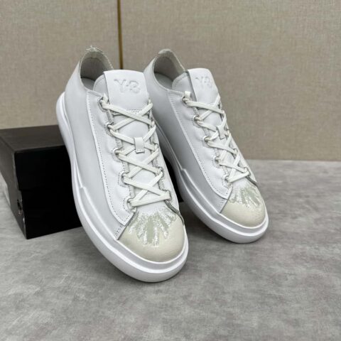 💋💍Y-3 新品 休闲鞋板鞋老头山本-耀司涂鸦鞋头系带百搭款式厚底男士板鞋