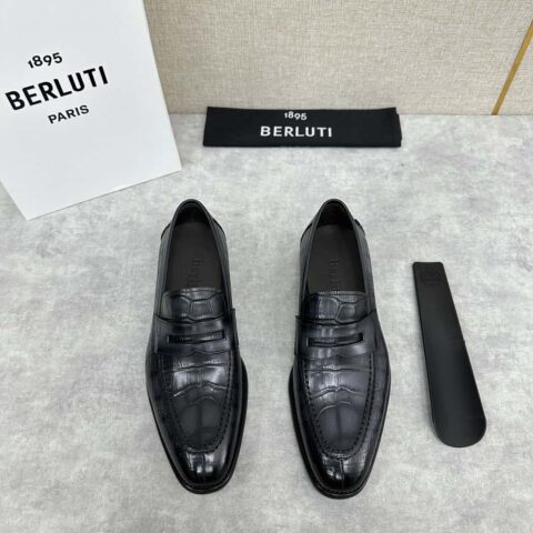 💋💍Berlut* 布鲁提  新款男士手工擦色乐福鞋皮鞋