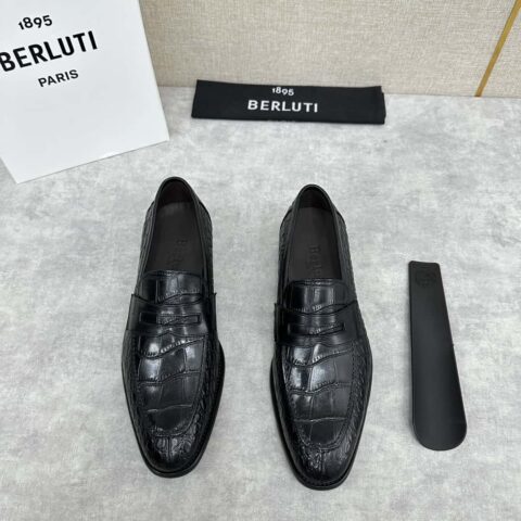 💋💍Berlut* 布鲁提  新款男士手工擦色乐福鞋皮鞋