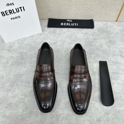 💋💍Berlut* 布鲁提  新款男士手工擦色乐福鞋皮鞋