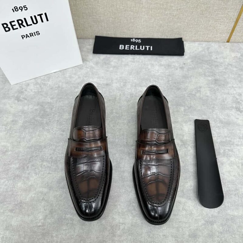 💋💍Berlut* 布鲁提  新款男士手工擦色乐福鞋皮鞋