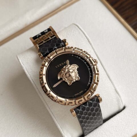范思哲 VERSACE 黑金石英女士腕表34mmPALAZZO经典系列
