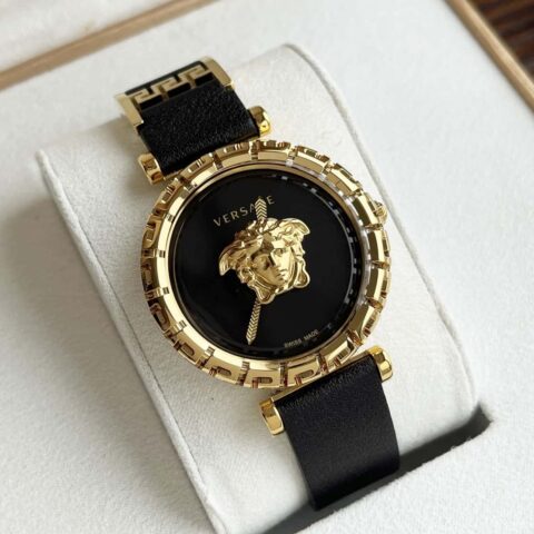 范思哲 VERSACE 黑金石英女士腕表34mmPALAZZO经典系列