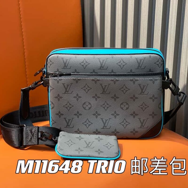 【原单精品】M11648蓝色银花 男包三件套邮差包系列 TRIO 邮差包