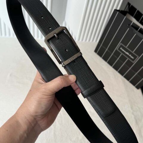 ZEGNA杰尼亚 男式进口牛皮十字纹理腰带 3.5CM