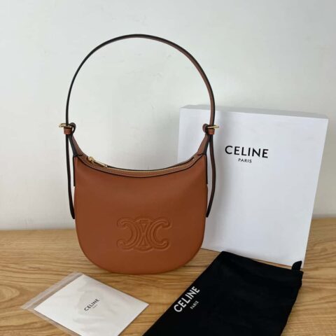 CELINE 小号HELOISE TRIOMPHE柔软牛皮革手袋 117253棕色