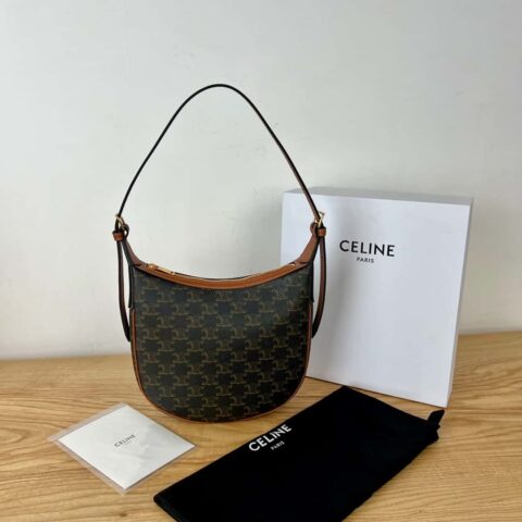 CELINE 小号HELOISE TRIOMPHE标志印花牛皮革手袋 117252老花