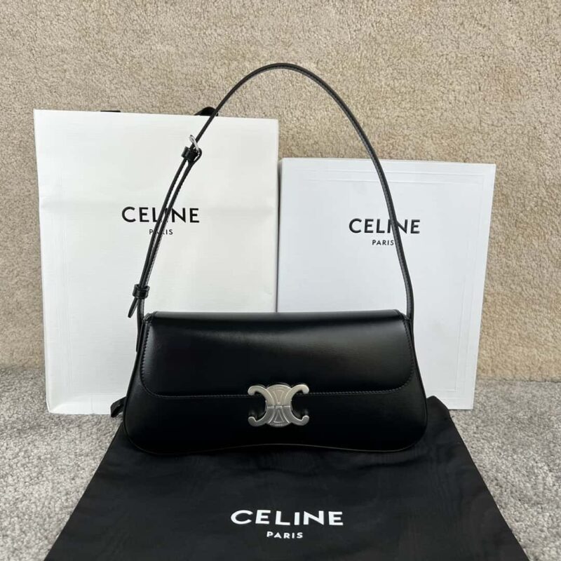CELINE LOLA中号亮泽牛皮革手袋 115533黑色