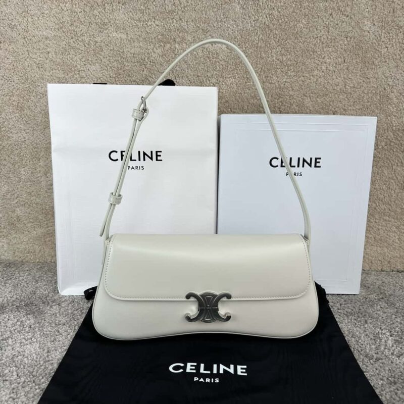 CELINE LOLA中号亮泽牛皮革手袋 115533白色