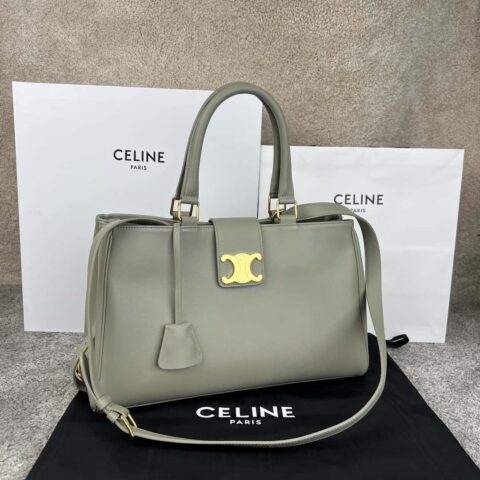 CELINE APPOLINE 中号柔软牛皮革手袋 114963灰绿色