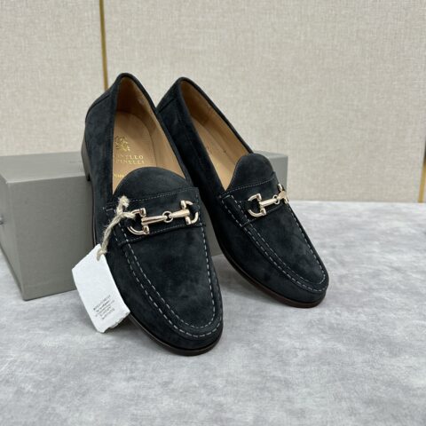 💋💍BC家新品 Brunello Cucinell* 马衔扣小牛皮绒面莫卡辛鞋