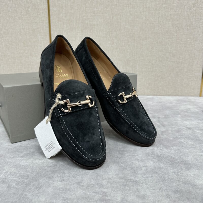 💋💍BC家新品 Brunello Cucinell* 马衔扣小牛皮绒面莫卡辛鞋