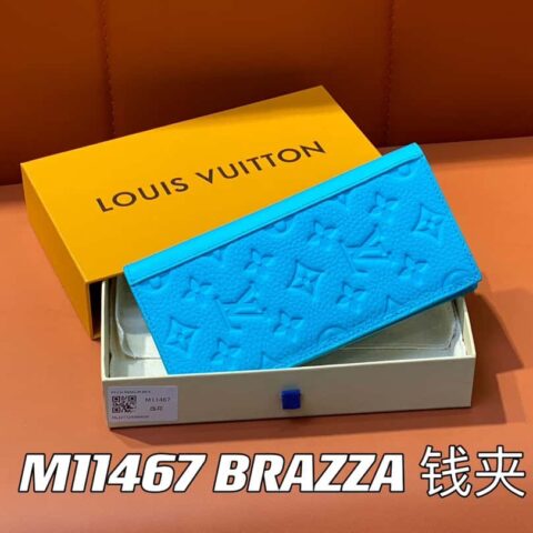 【原单精品】M11467蓝色全皮压花 长款西装夹钱包系列 BRAZZA 钱夹