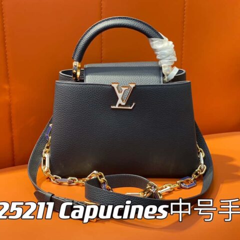 【原单精品】M25211深蓝色（链条）M24863 全皮cap那英款系列 Capucines中号手袋