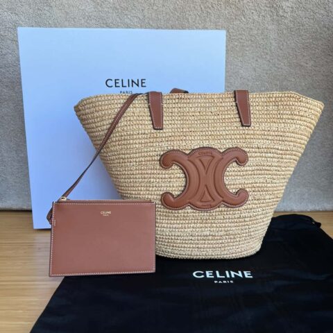 CELINE 植物材料和牛皮革中号柔软经典提篮包 114342