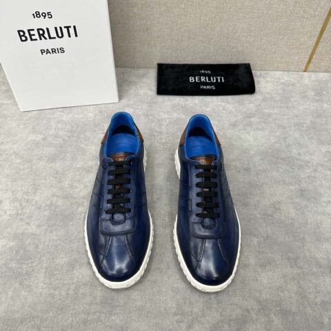 💋💍Berlut* 布鲁提 全新的复古风德训鞋 Trainer皮革运动鞋