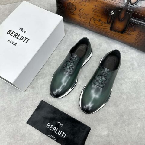 💋💍Berlut* 布鲁提 升级版第三代私模大底 Fast Track皮革与尼龙运动鞋