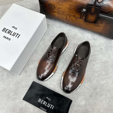 💋💍Berlut* 布鲁提 升级版第三代私模大底 Fast Track皮革与尼龙运动鞋