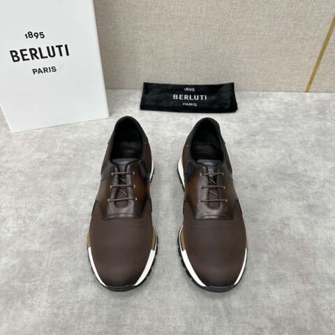 💋💍Berlut* 布鲁提 升级版第三代私模大底 Run Track Torino绒面小牛皮运动鞋