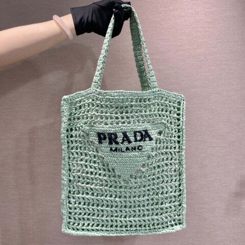 PRADA🎉酒椰纤维托特包🎉1BG393新色