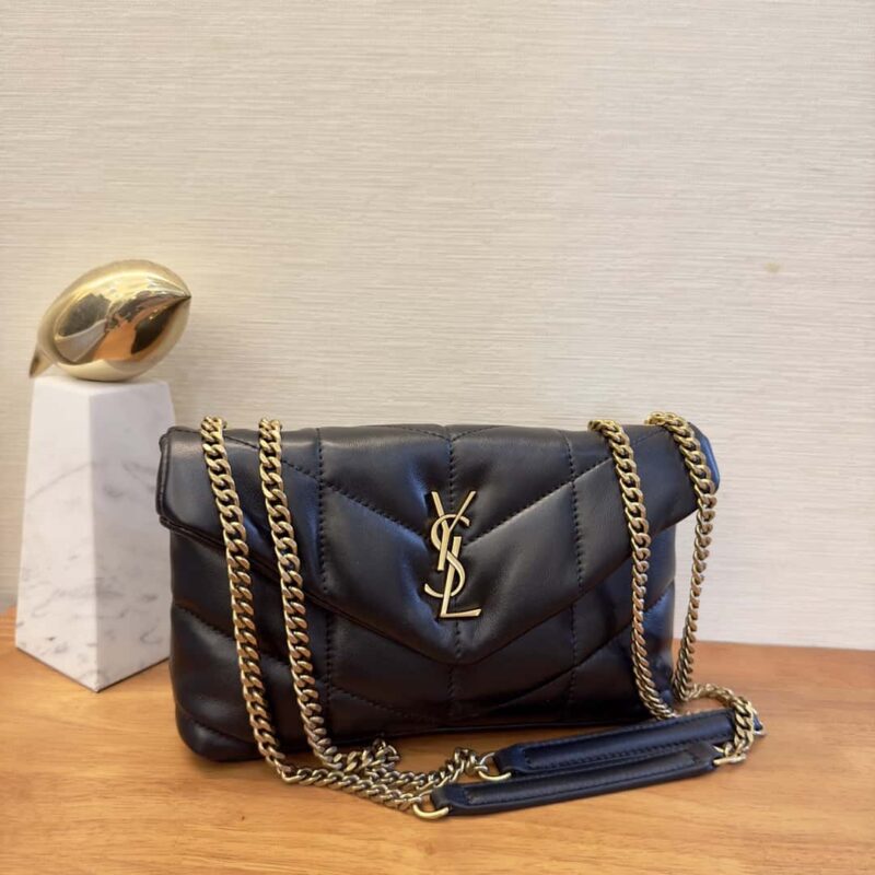 YSL 𝑳𝒐𝒖𝑳𝒐𝒖 𝒑𝒖𝒇𝒇𝒆𝒓 𝒎𝒊𝒏𝒊 23CM黑色金扣•双链条 759337