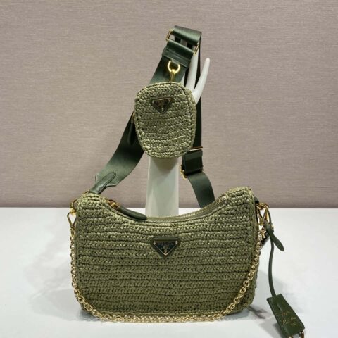 PRADA🎉草编三合一🎉1BH204新色🎉