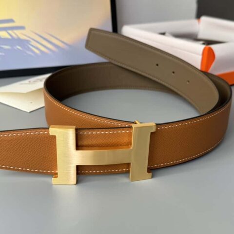 HERMES双面进口掌纹纹理38mm腰带