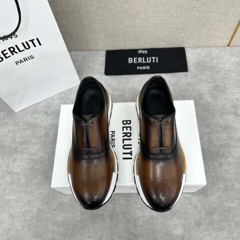 💋💍Berlut* 布鲁提 升级版第四代私模大底 Fast Track皮革运动鞋