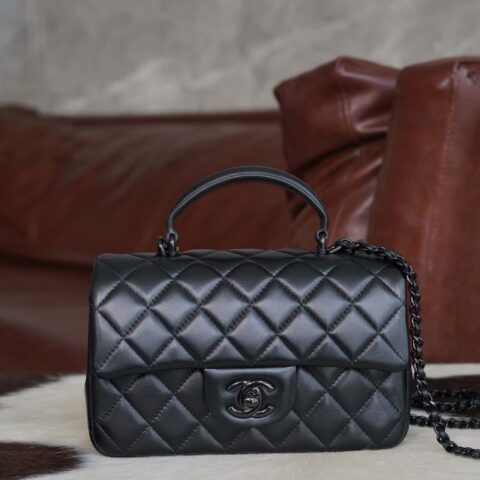 CHANEL 𝟐𝟒𝐀手柄款CF Mini 全黑So Black AS2431