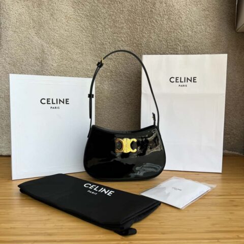 CELINE TILLY中号漆面牛皮革手袋 115703