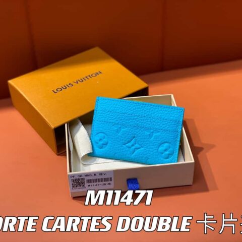 【原单精品】M11471蓝色全皮压花 卡包钱包系列 PORTE CARTES DOUBLE 卡片夹