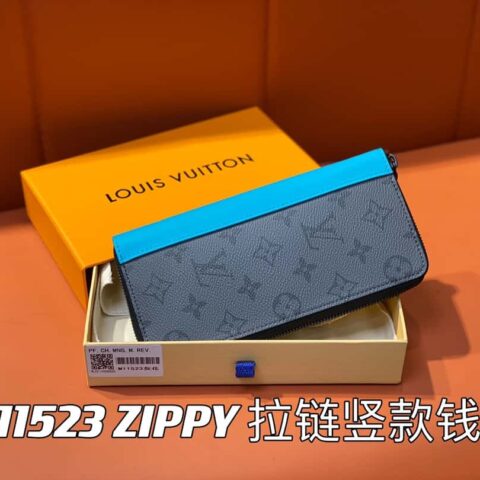 【原单精品】M11523蓝色银花 单拉链钱包系列 ZIPPY 拉链竖款钱夹