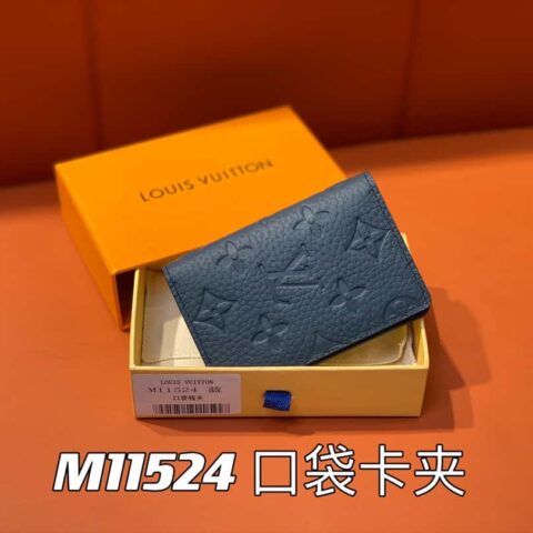 【原单精品】M11524深蓝色全皮压花 卡包钱包系列 口袋卡夹 钱夹