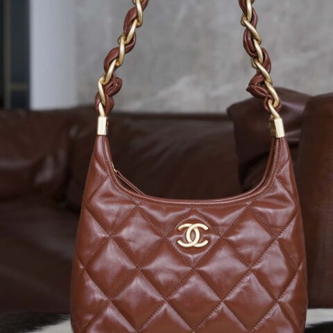 CHANEL高级手工坊 Hobo焦糖色 小号 正品皮 AS4922
