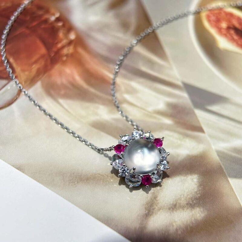❗️新品❗️ ☀️彩宝三颗红钻水沫玉项链 ☀️