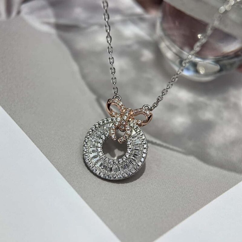❗️新品❗️ ☀️彩宝玫瑰金圆形蝴蝶结项链