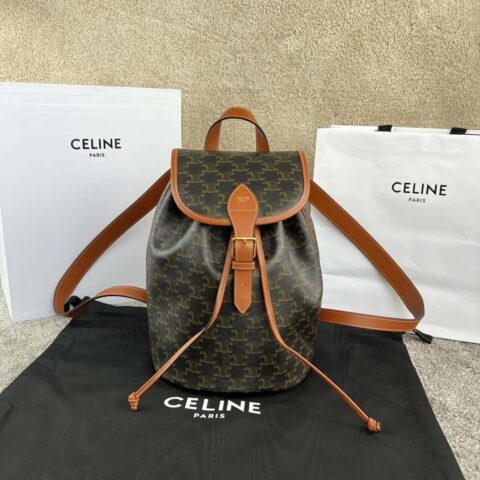 CELINE FOLCO标志印花牛皮革中号背包 117902