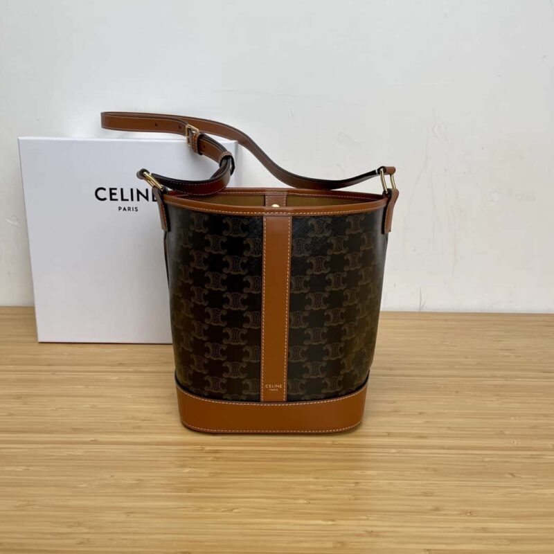 CELINE 小号标志印花水桶包 191442黄褐色
