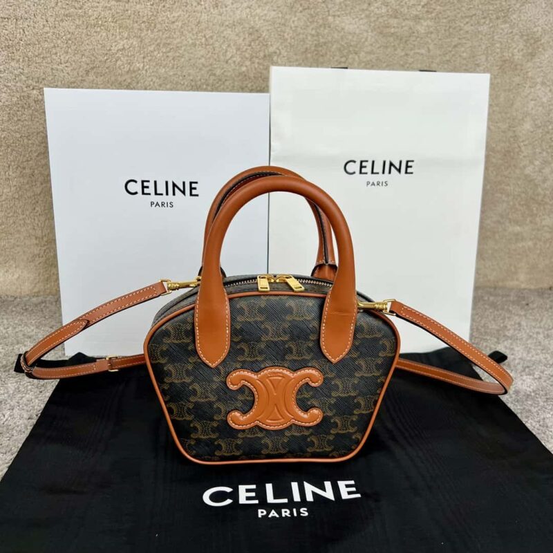 CELINE 迷你凯旋门标志印花保龄球包 110462