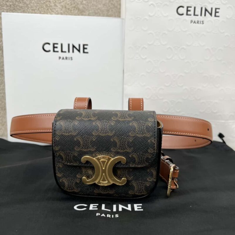 CELINE mini 凯旋门腰包老花 编号452