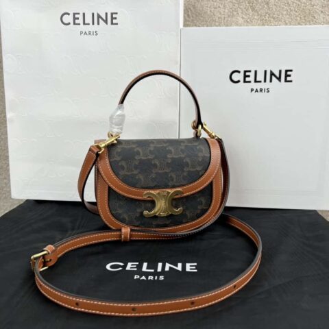 CELINE BESACE TRIOMPHE 迷你标志印花牛皮革手袋 10K502