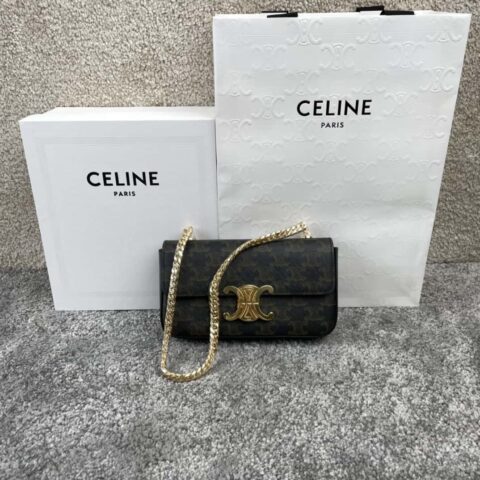 CELINE TRIOMPHE标志印花链条肩背包 197992