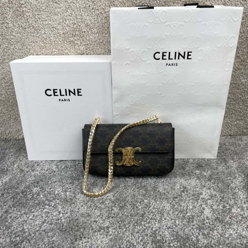 CELINE TRIOMPHE标志印花链条肩背包 197992