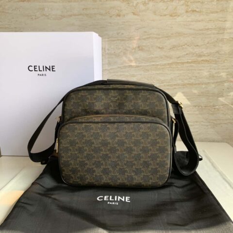 CELINE TRIOMPHE 帆布和小牛皮大号口袋邮差包 190822