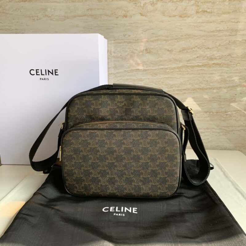 CELINE TRIOMPHE 帆布和小牛皮大号口袋邮差包 190822
