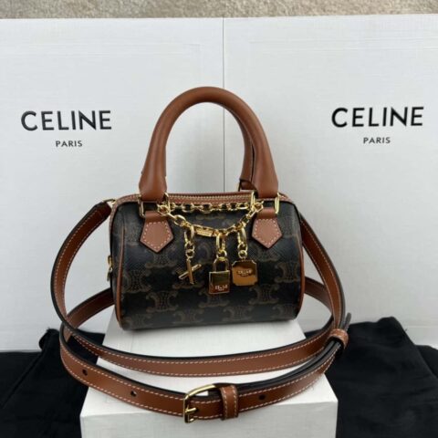 CELINE TRIOMPHE人造革迷你波士顿包 195112