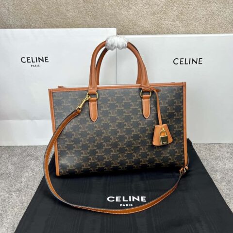 CELINE CABAS TRIOMPHE标志印花和牛皮革 横款mini手袋 199742